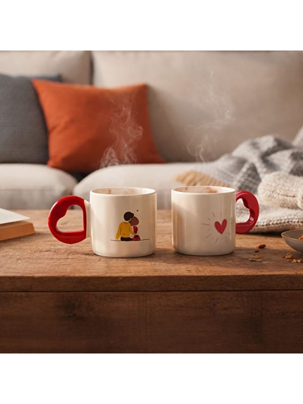 Karışık Kitchen Kalpli 2'li Çift Kupa - Renkli - 270 ml