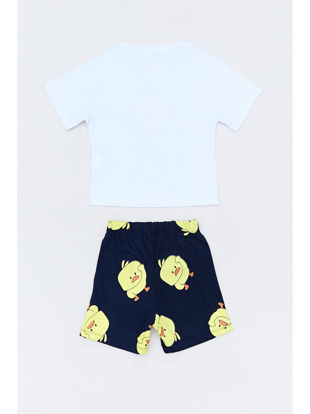 Lacivert %100 Pamuk Civciv Baskılı Kız Çocuk Şortlu Pijama Takımı-1