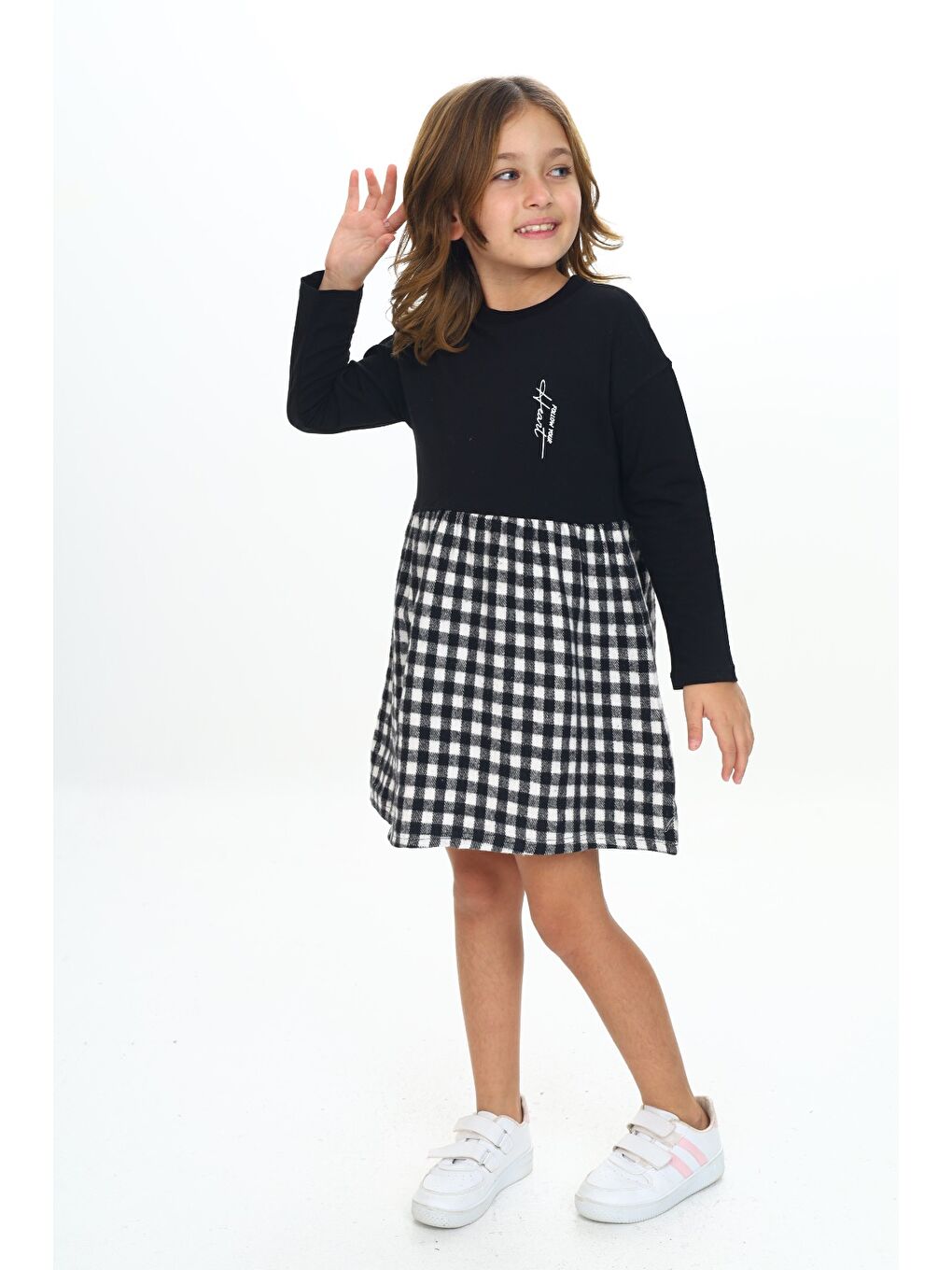 Siyah Kız Çocuk Baskılı Elbise-2