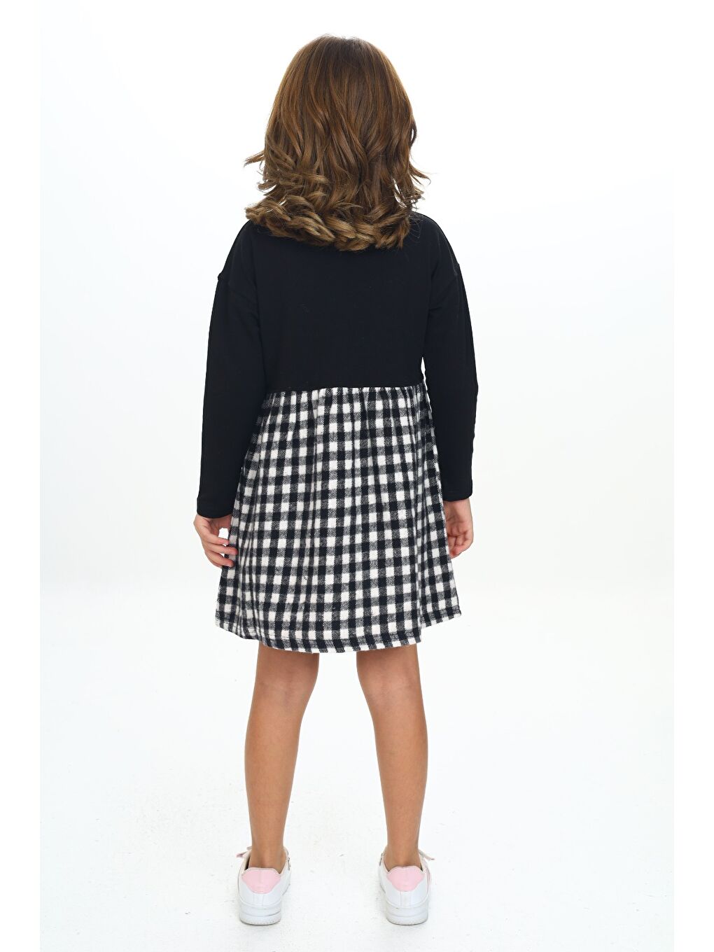 Siyah Kız Çocuk Baskılı Elbise-5