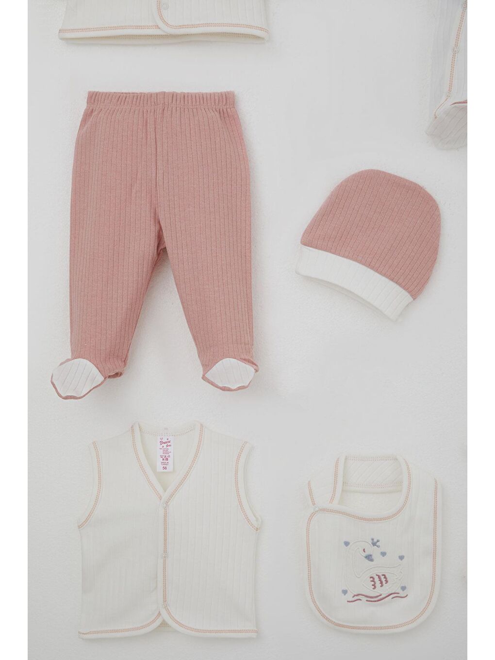 Kız Bebek Hastane Çıkışı 8 Li Sevimli Kraliçe Kuğu Nakışlı Ekru (0-3 Ay)-4