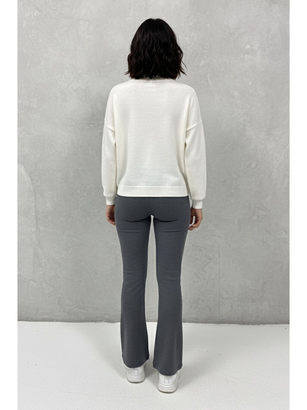 Gri İspanyol Paça Yüksek Bel Raporlu Tayt Füme - 27980-FUME-2