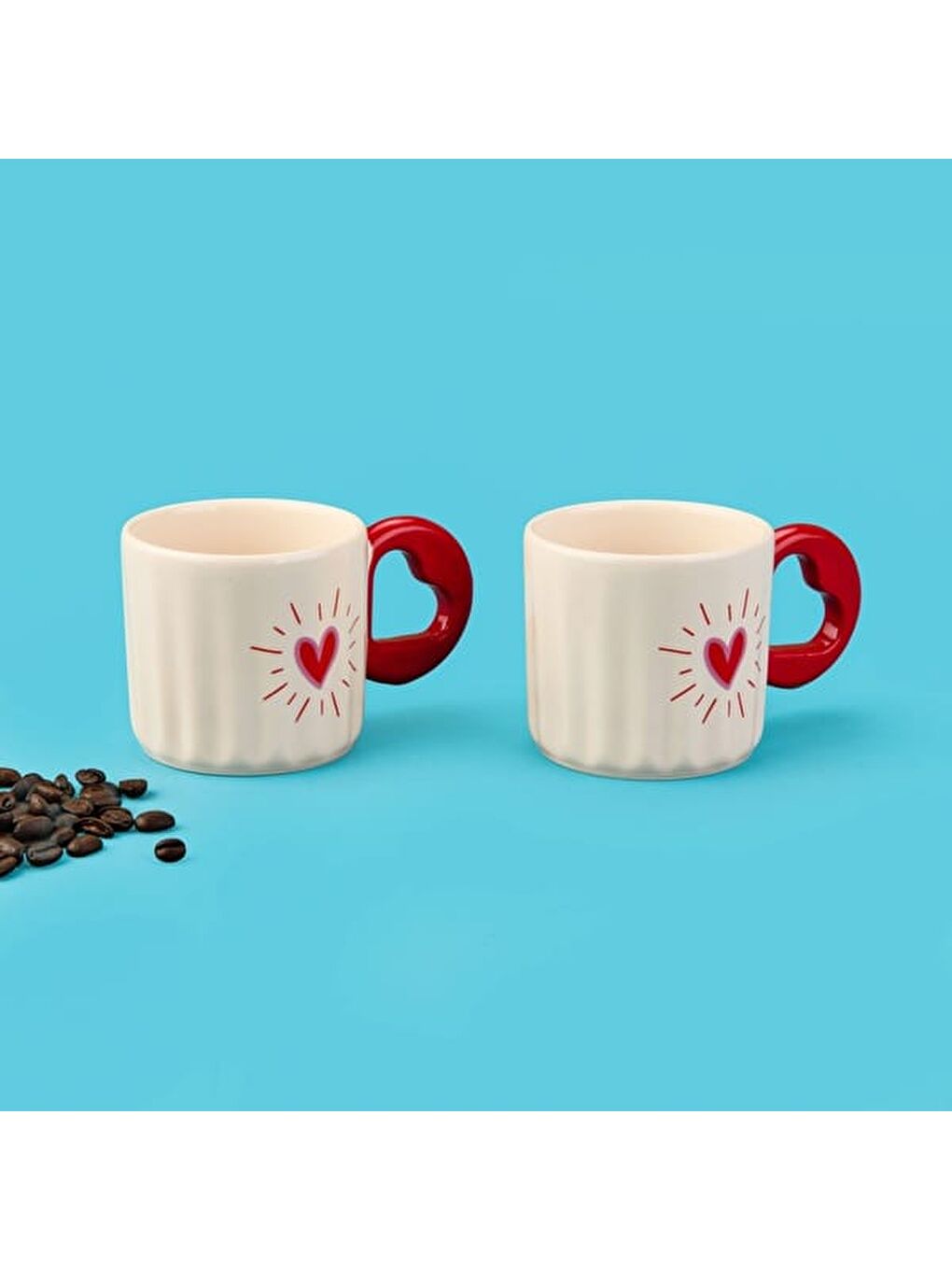 Karışık Kitchen Kalpli 2'li Çift Kupa - Renkli - 270 ml-2