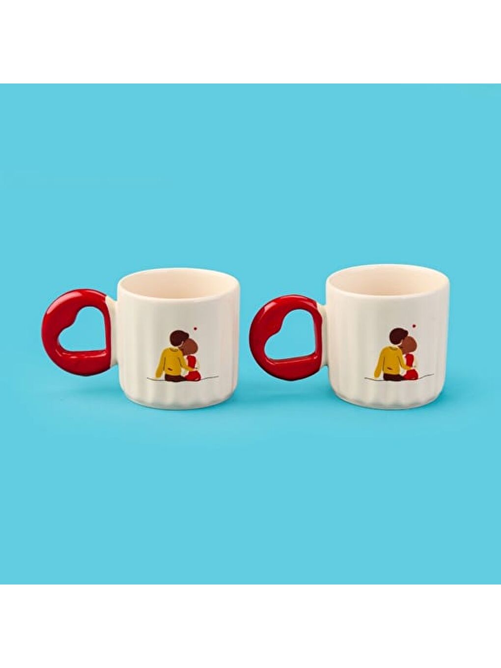 Karışık Kitchen Kalpli 2'li Çift Kupa - Renkli - 270 ml-3