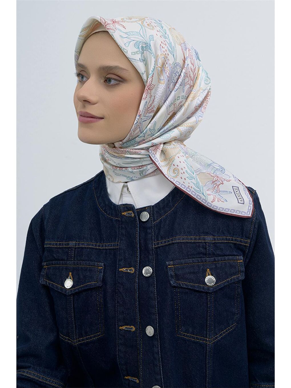 Ekru Saf İpek Sura Eşarp 9545D 51-2