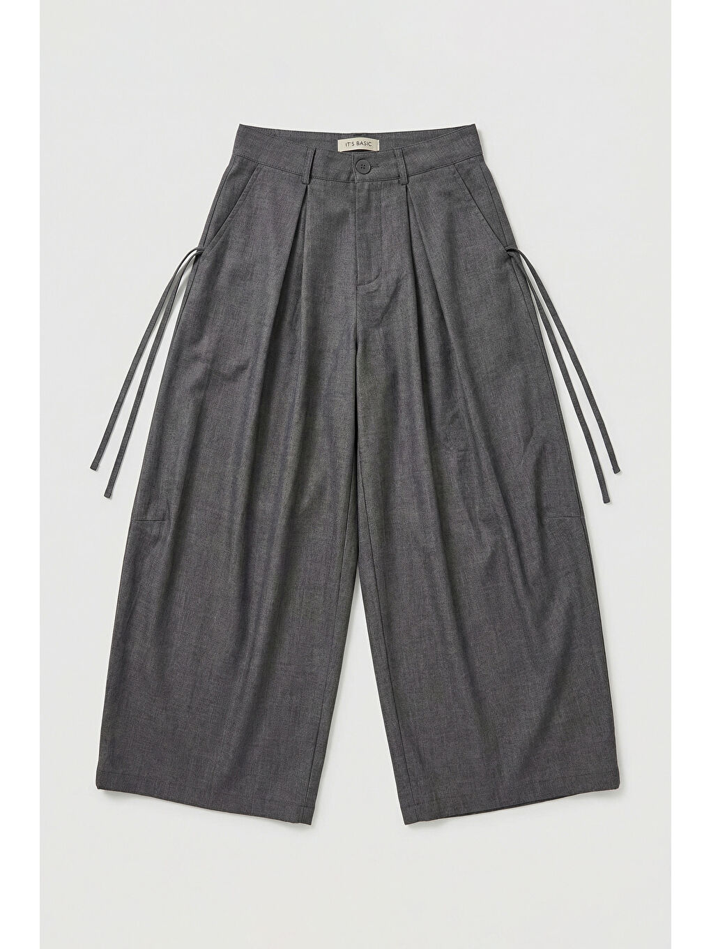 Kadın Gri w5 Bol Kesim Viskon Kumaş Özel Tasarım Pantolon-4