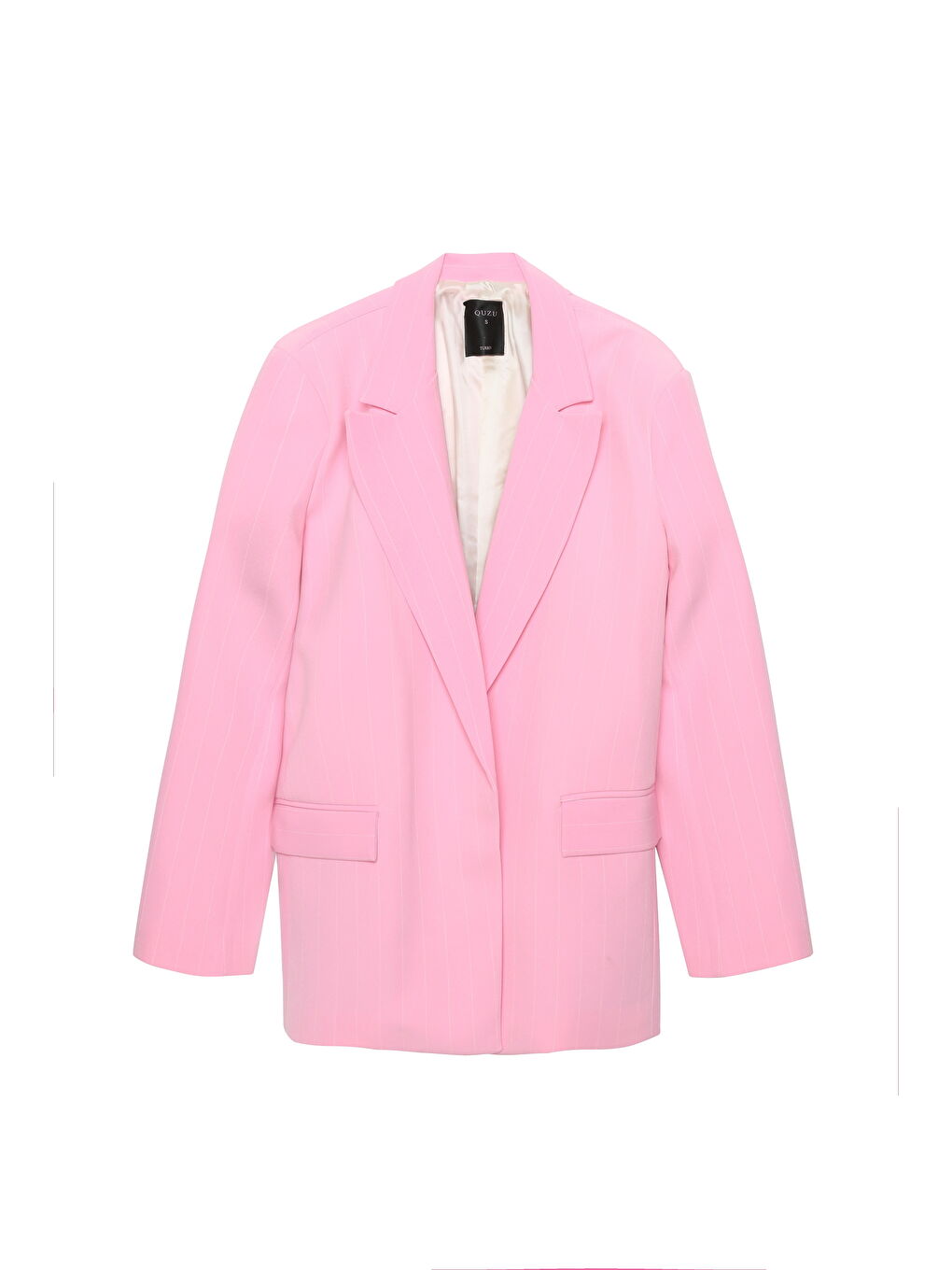 QUZU Çizgi Detaylı Blazer Ceket Pembe