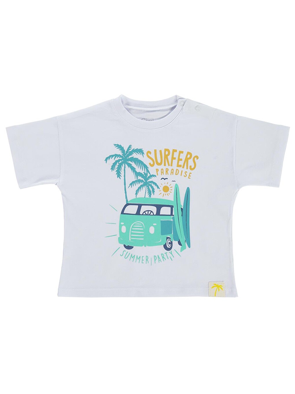 Baby Surfers Paradise Baskılı 6-18 Ay Tişört - Beyaz