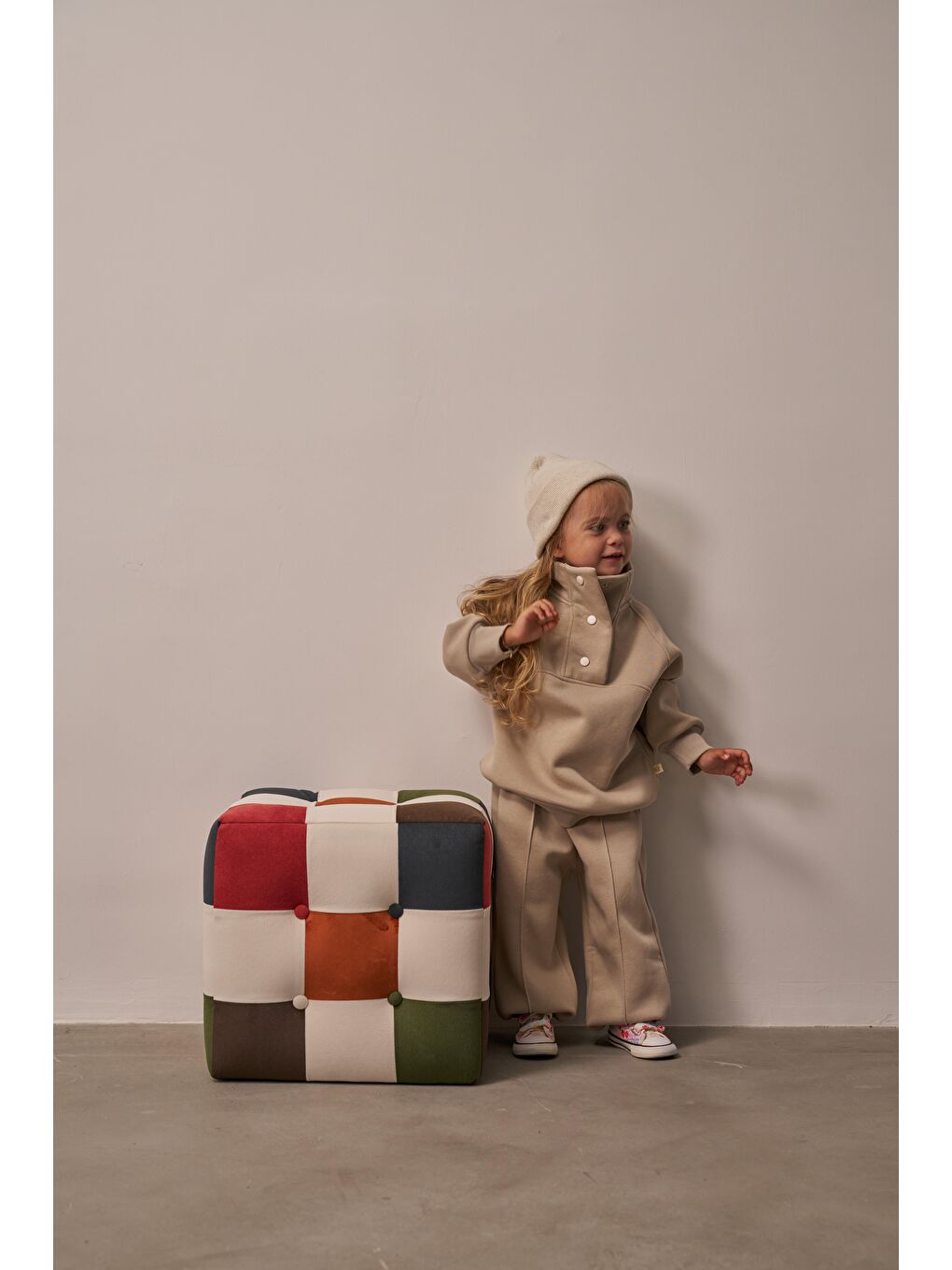 Bej Dik Yaka Eşofman Takım