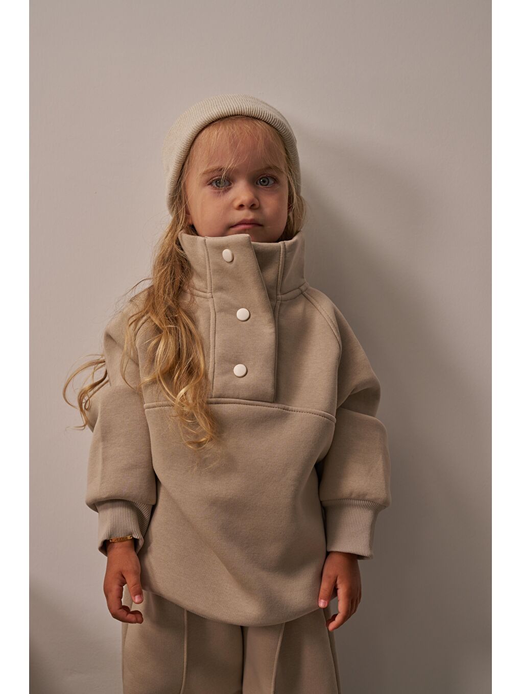 Bej Dik Yaka Eşofman Takım-1