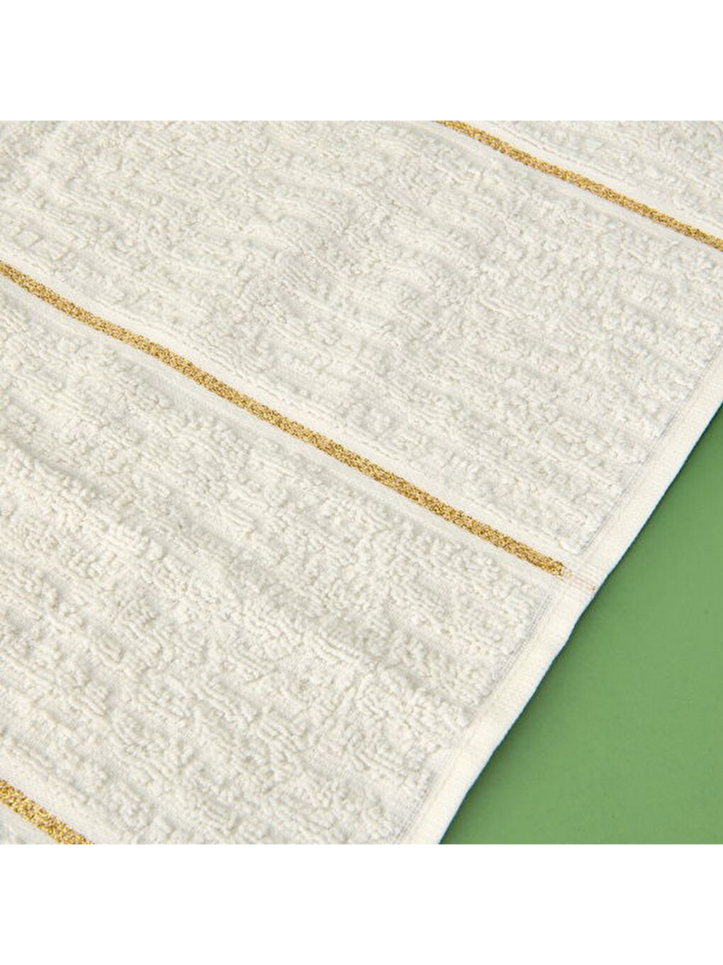 Soft Golden Star Line Yüz Havlusu - Ekru - 50x90 cm-3