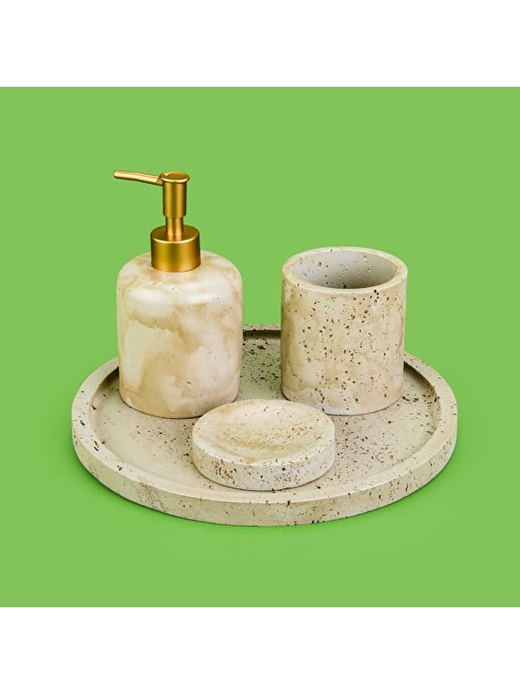 Bath Traverten Görünümlü Banyo Seti - Gri