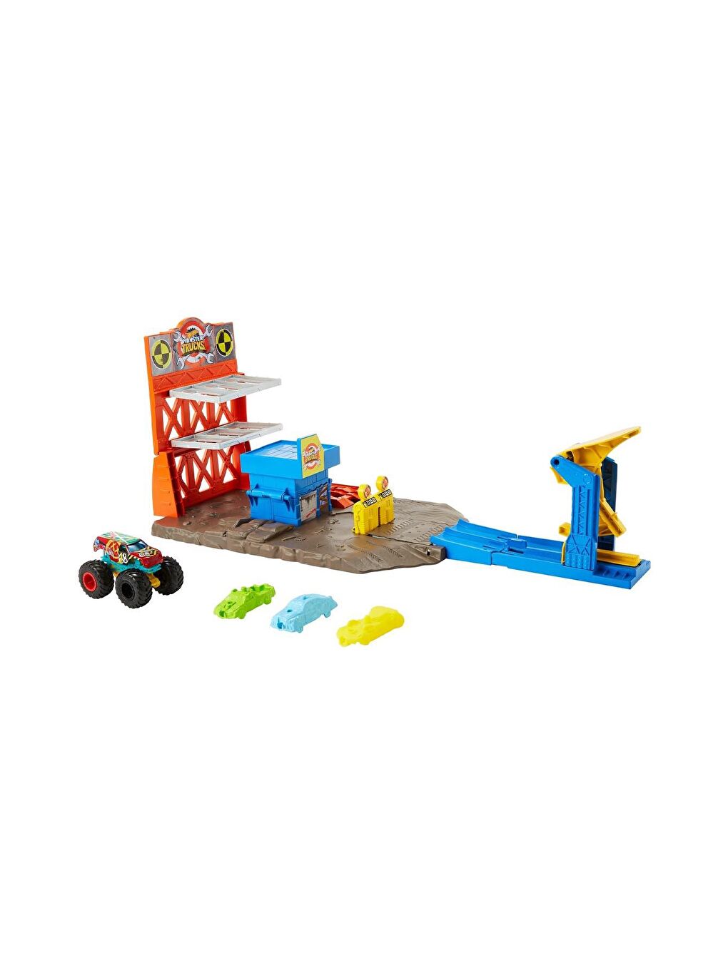 Hot Wheels Beyaz-Renklibaskı Monster Trucks Patlama İstasyonu Oyun Seti