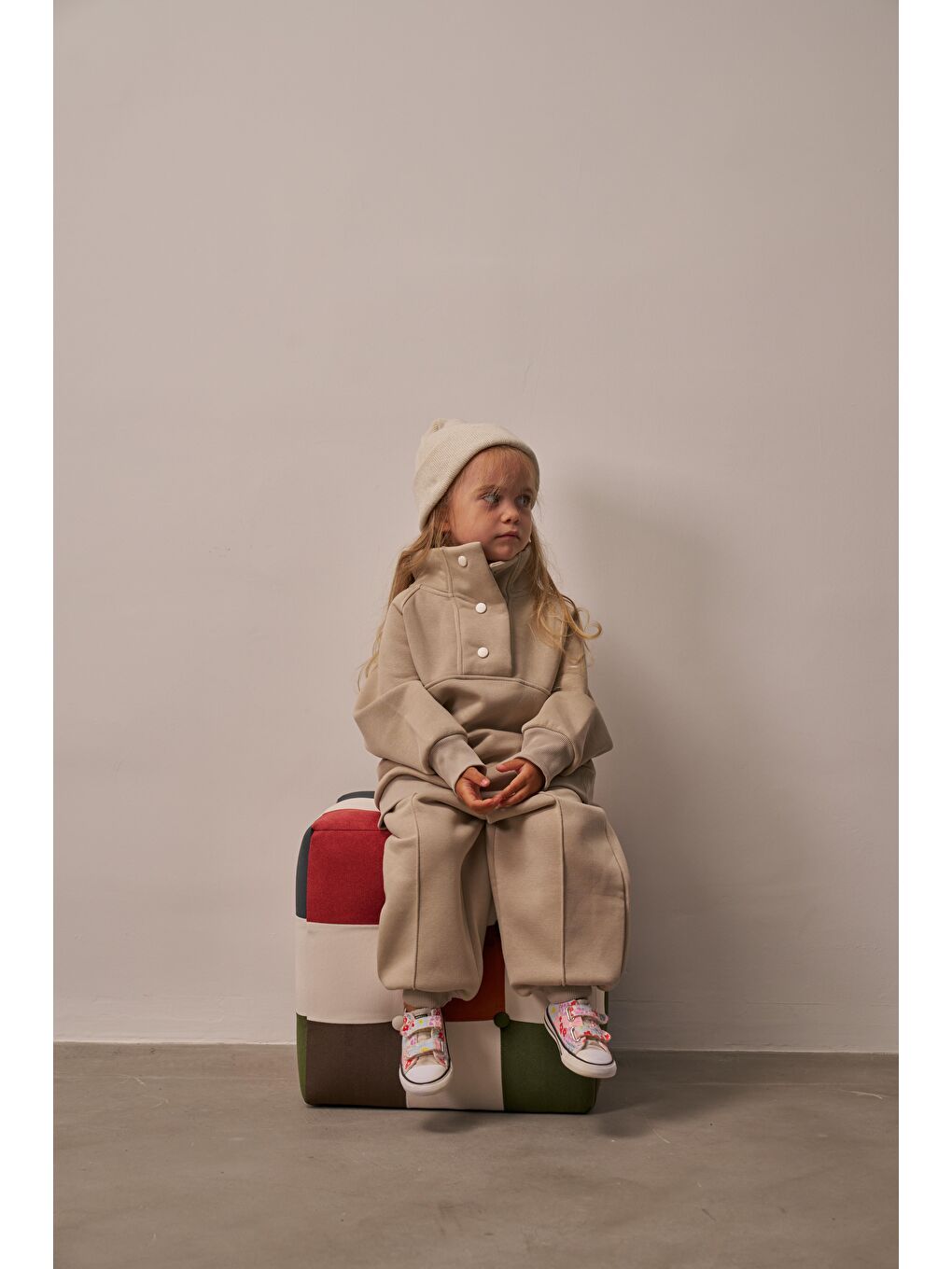 Bej Dik Yaka Eşofman Takım-6