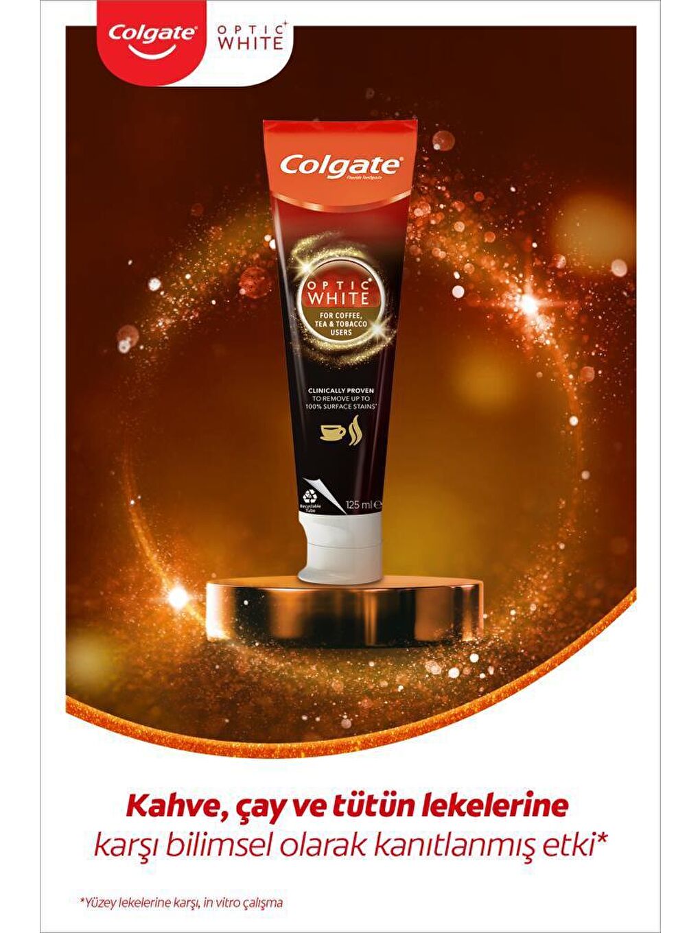 Colgate Beyaz-Kırmızı Optic White Diş Macunu 125 ml, 360 Orta Diş Fırçası, Gargara 250 ml - 1