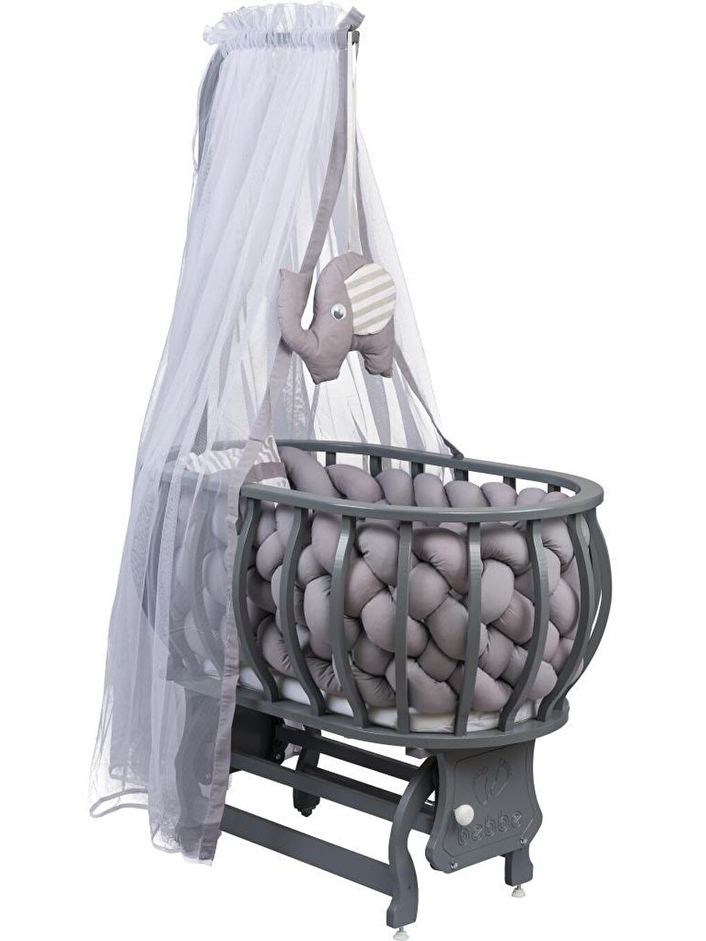 Lina Sepet Beşik Ahşap Beşik Örgülü Uyku Setli Doğal Ahşap Beşik-1