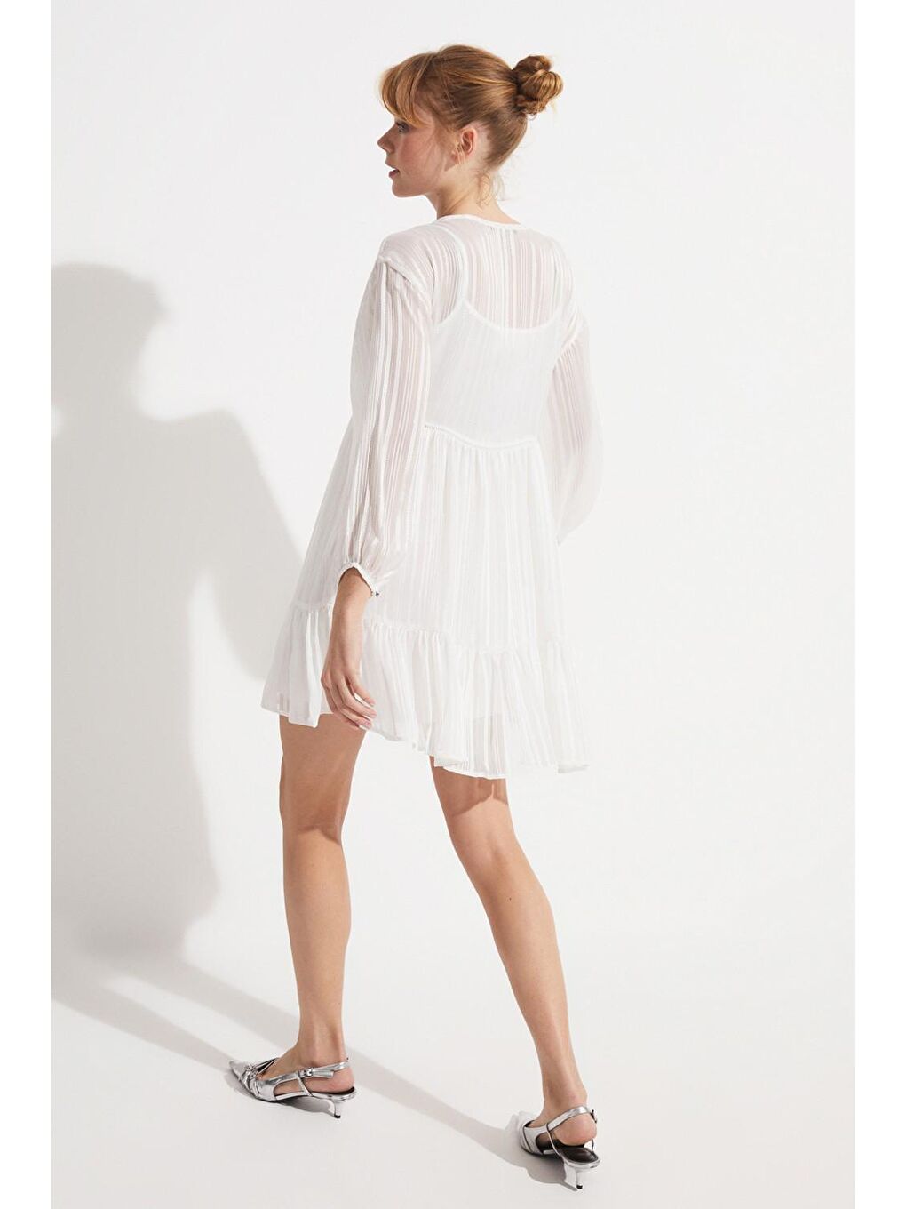 Beyaz Simli Elbise-1