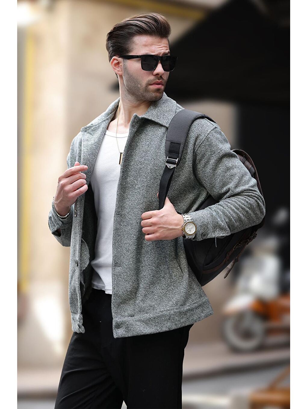 Haki Desenli Cepli Erkek Ceket %100 Pamuk Gömlek 6756