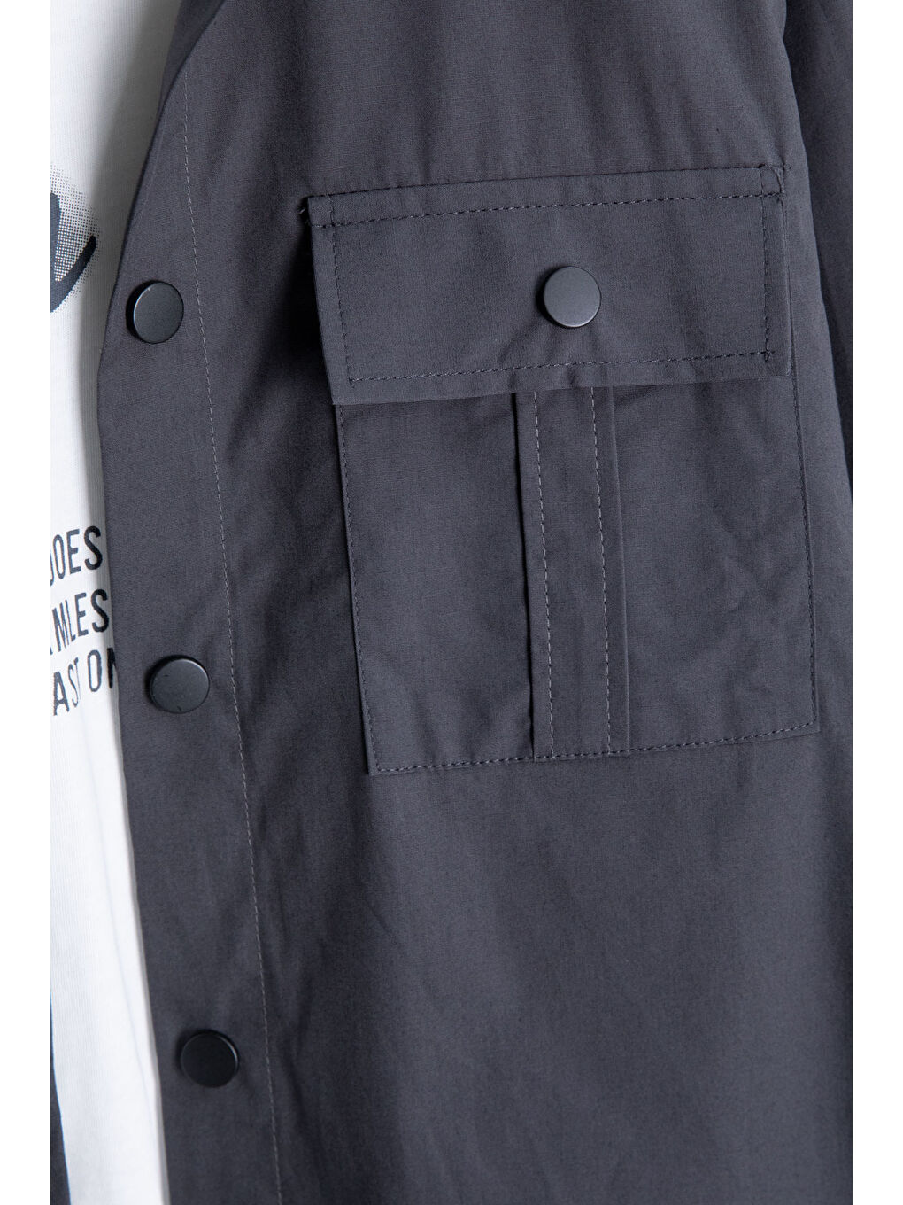 Gri Füme Yazılı Tişörtlü Paraşüt Gömlekli Erkek Çocuk 3lü Alt Üst Takım 20540-3