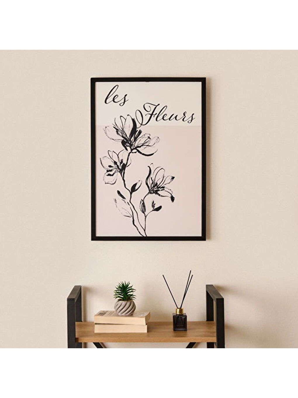 Deco French Cottage Les Fleurs Çerçeveli Tablo - Siyah - 50x70 cm