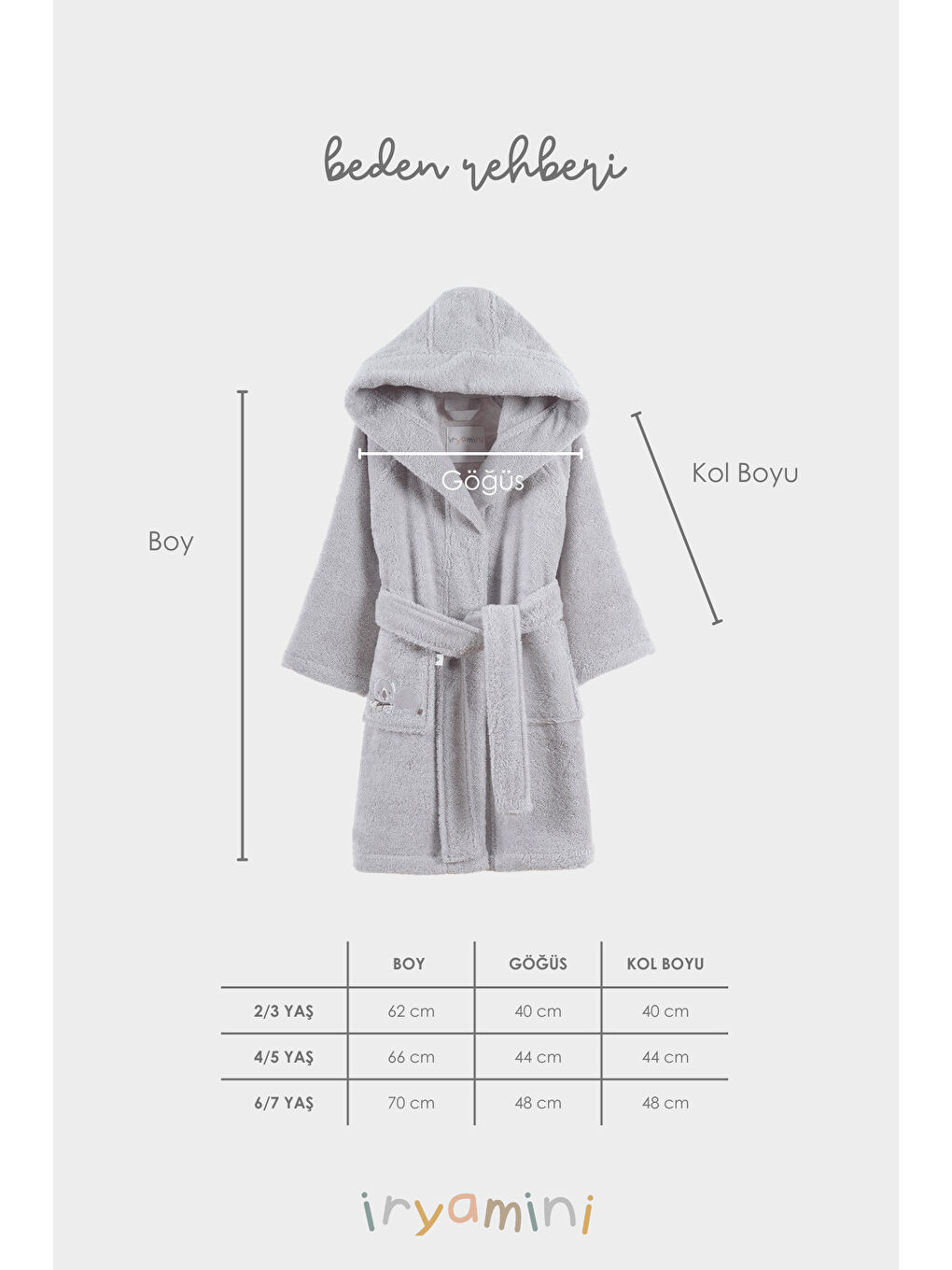 Tiny Koala Organik Pamuk Nakışlı Çocuk Bornoz Gri-3