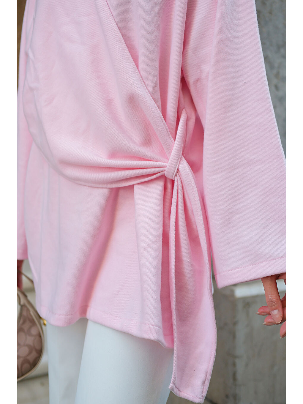 Kadın Yandan Şallı Tunik Pembe-4