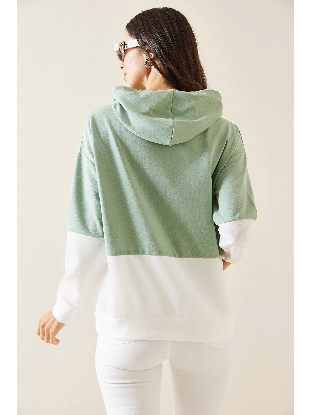 XHAN Mint Yeşil Mint Parçalı Sweatshirt 5KXK8-48999-58 - 4