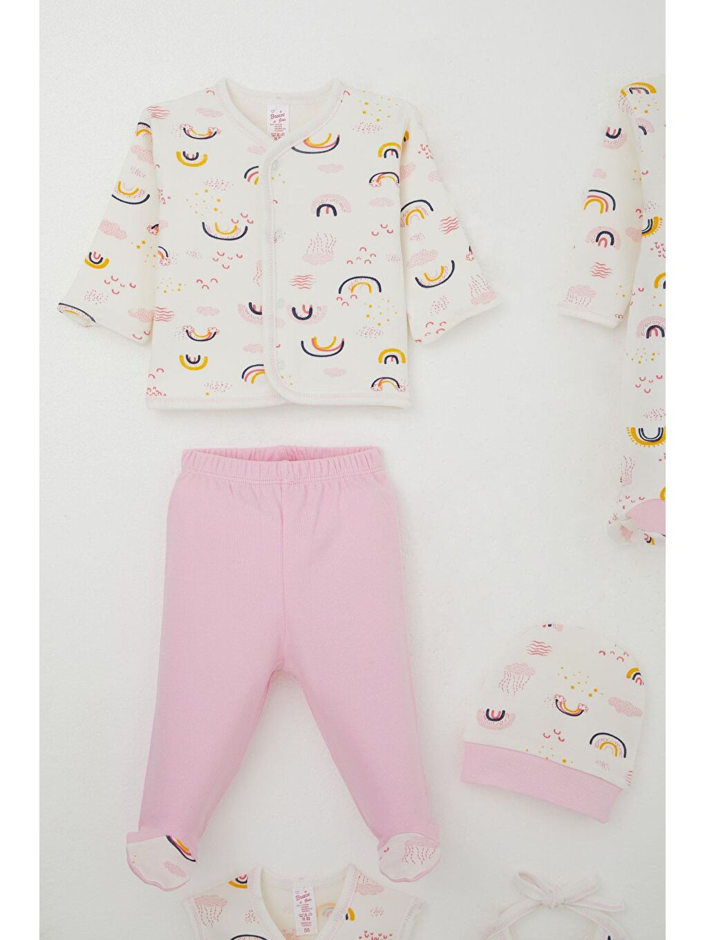 Kız Bebek Hastane Çıkışı 8 Li Gökyüzü Temalı Bulut Desenli Ekru (0-3 Ay)-2