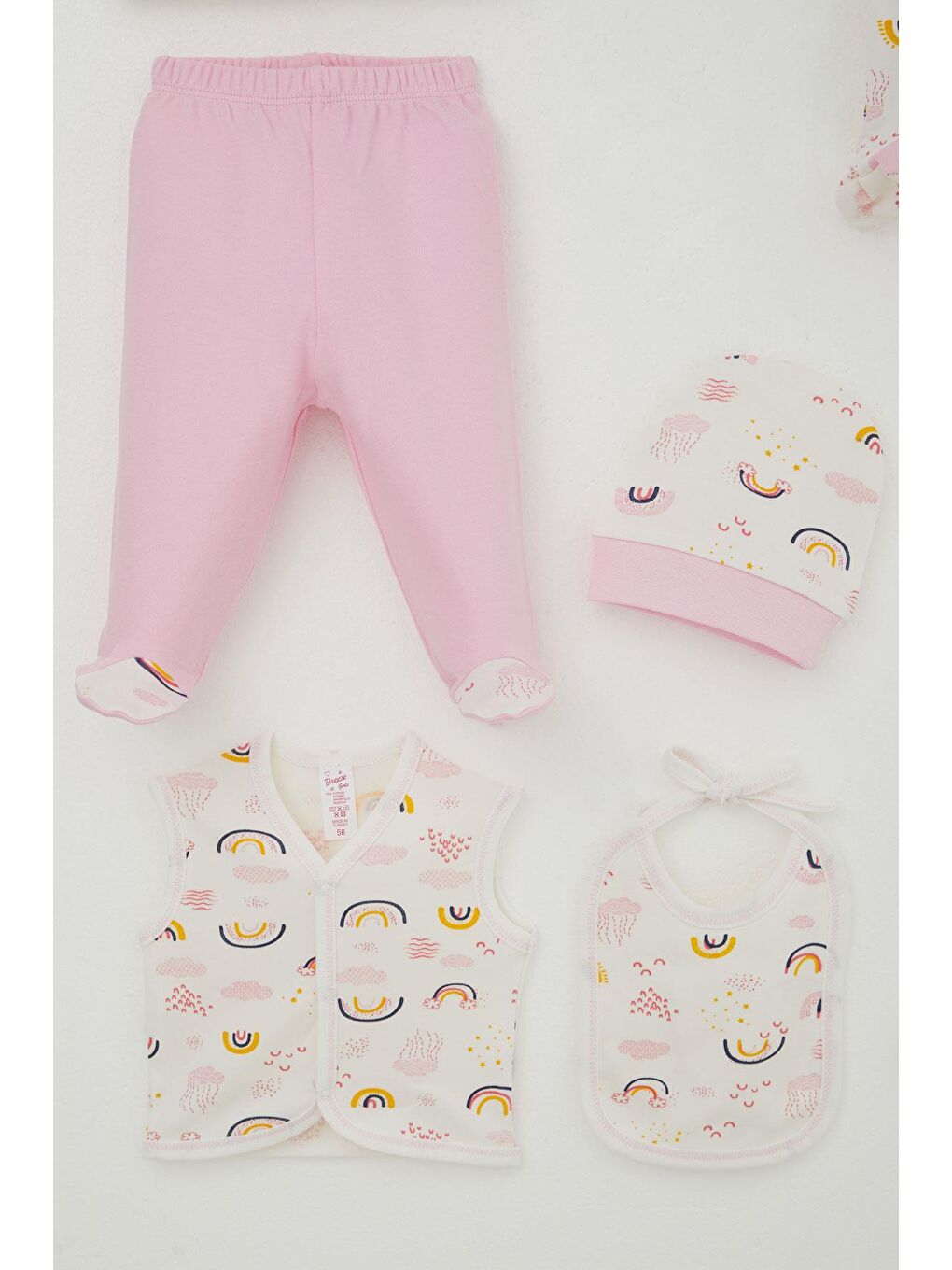 Kız Bebek Hastane Çıkışı 8 Li Gökyüzü Temalı Bulut Desenli Ekru (0-3 Ay)-3