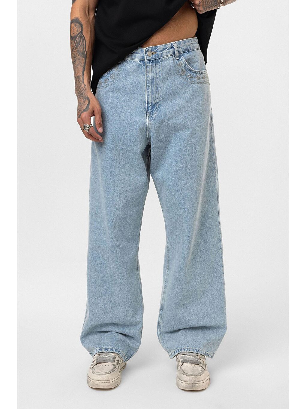 Relaxed Fıt Jean Açık Mavi Melanj-2