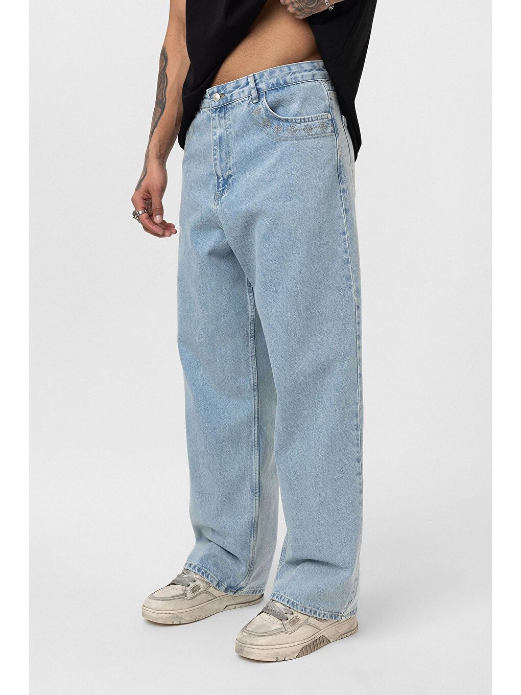 Relaxed Fıt Jean Açık Mavi Melanj-3