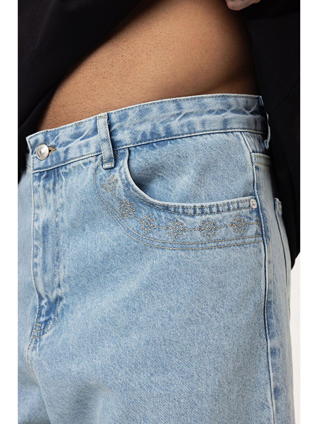 Relaxed Fıt Jean Açık Mavi Melanj-5