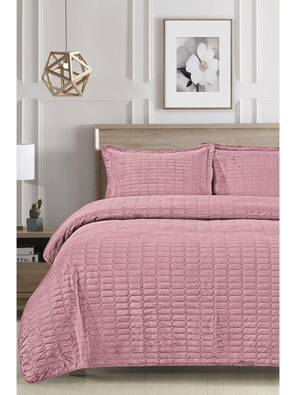 Pembe Yatak Örtüsü Tek Kişilik 2 Parça Belis Gülkurusu (190x240cm)