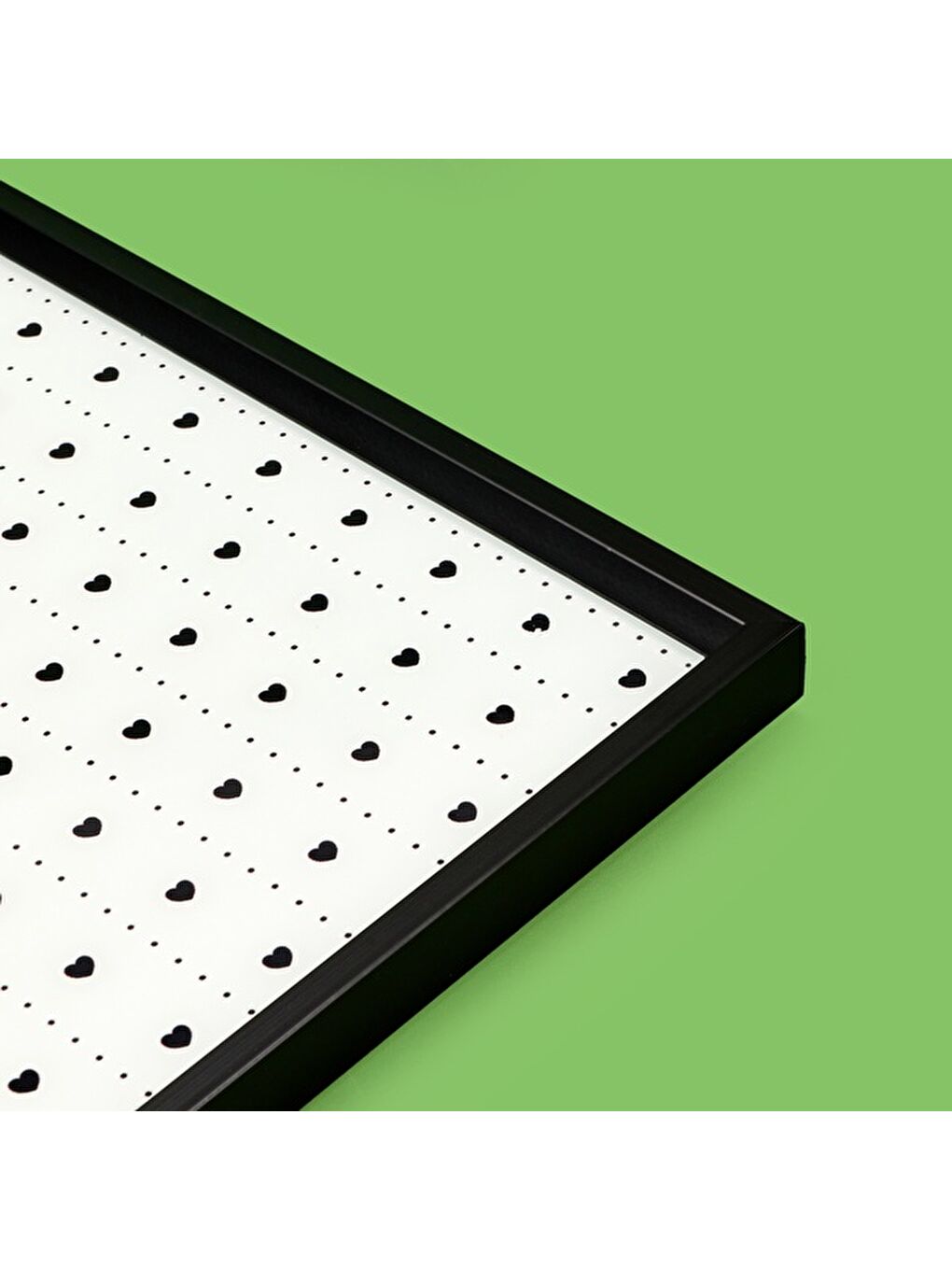 Deco Siyah Kalp Desenli Dekoratif Tepsi - Siyah / Beyaz - 28,5x41 cm-4