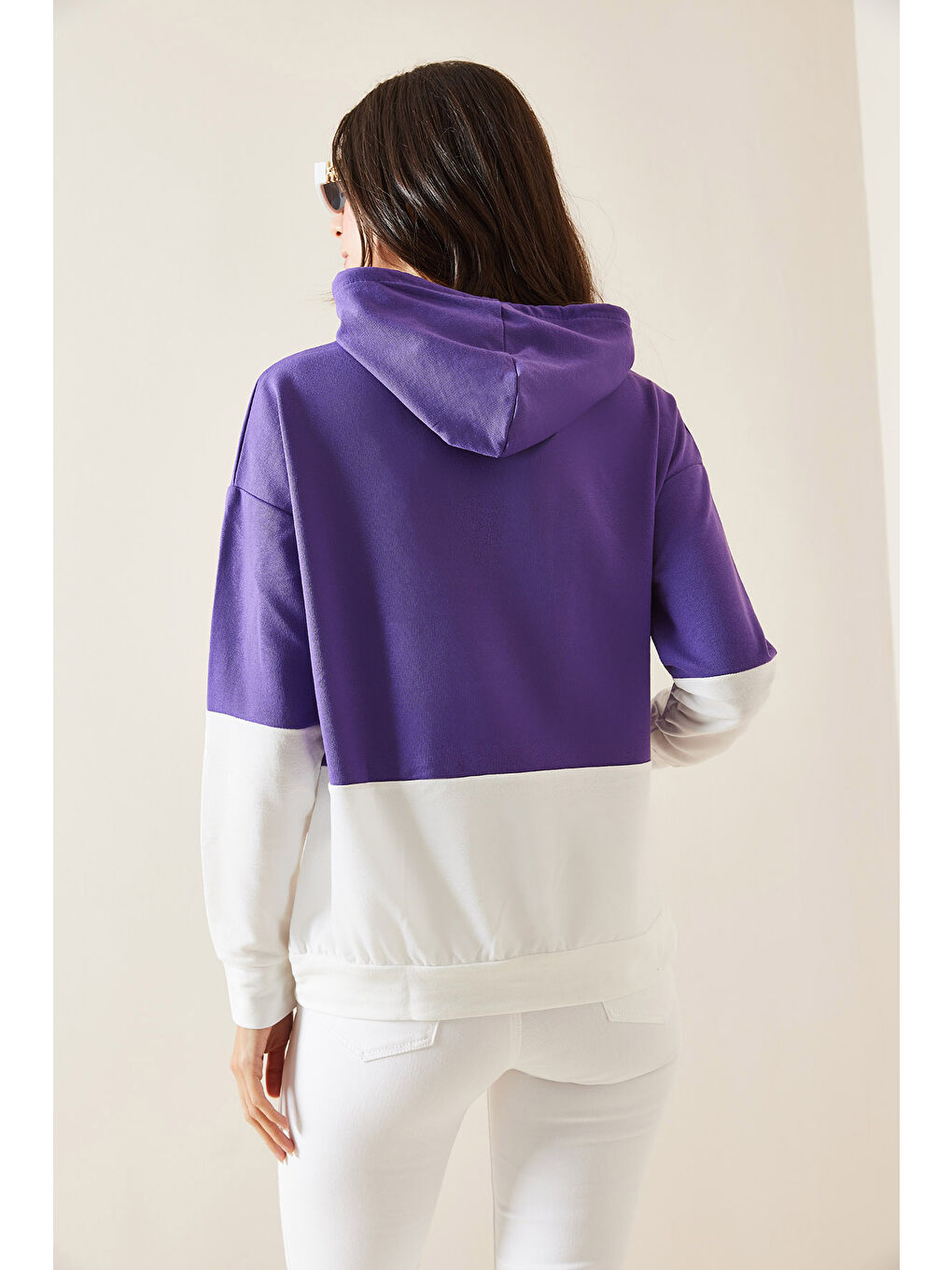 XHAN Lila Parçalı Sweatshirt 5KXK8-48999-26 - 4