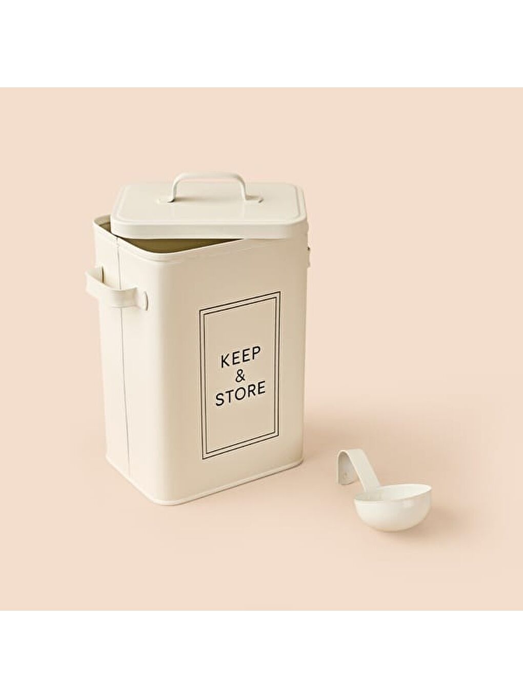 Ekru Bath Kapaklı Deterjan Kutusu - Krem - 23 cm-1