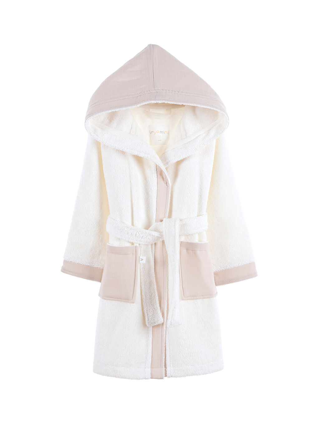 Joy of Colors Organik Pamuk Müslin Detaylı Çocuk Bornoz Bej