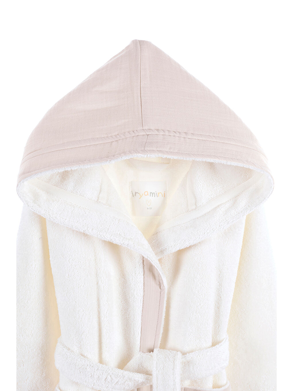 Joy of Colors Organik Pamuk Müslin Detaylı Çocuk Bornoz Bej-2