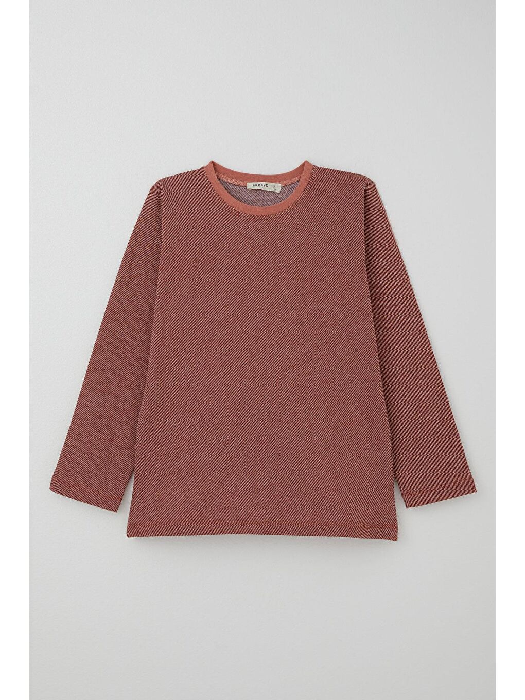 Kahverengi Erkek Çocuk Pijama Takımı Verev Çizgi Desenli Kiremit (4 Yaş)-1