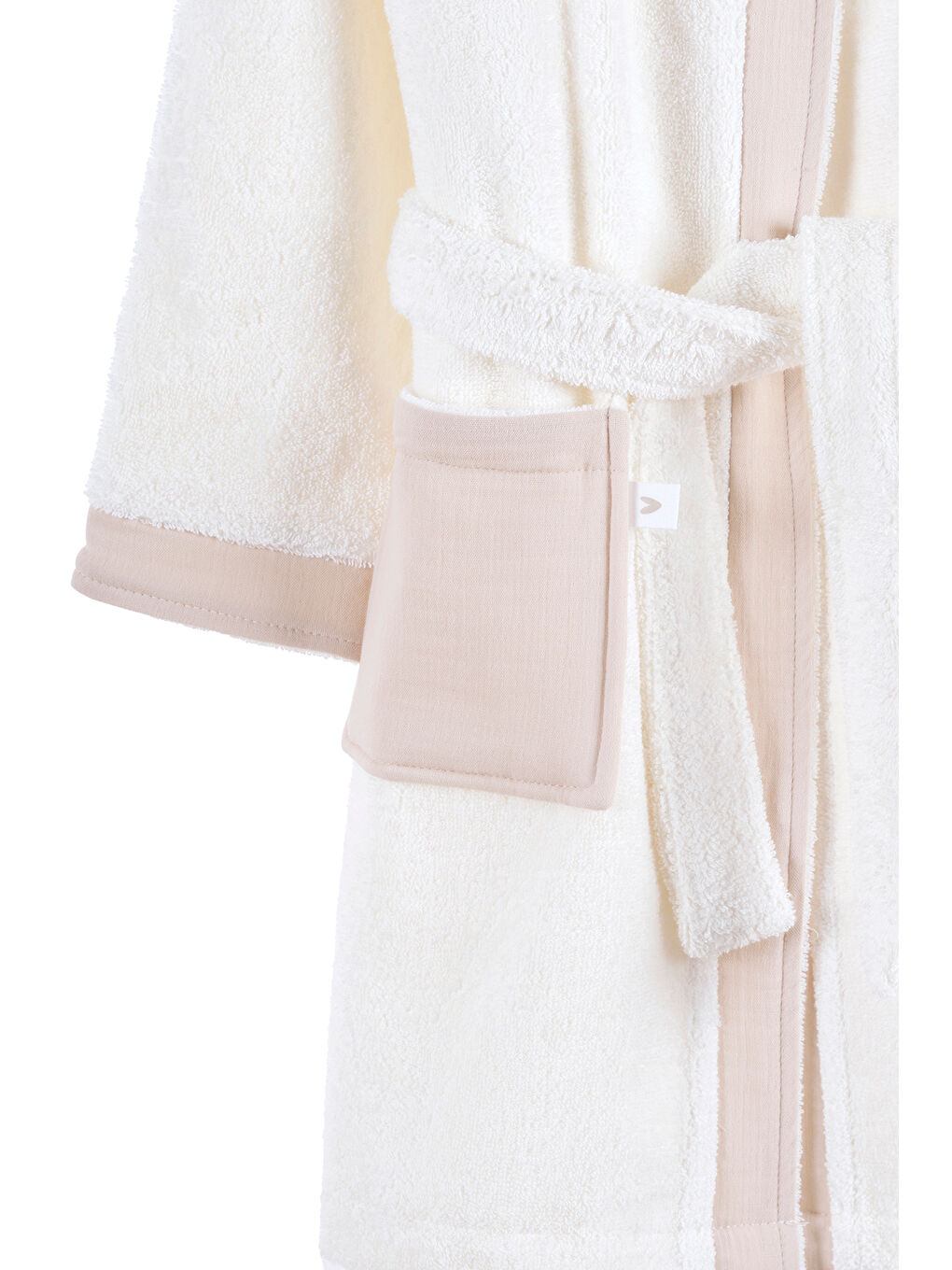 Joy of Colors Organik Pamuk Müslin Detaylı Çocuk Bornoz Bej-3