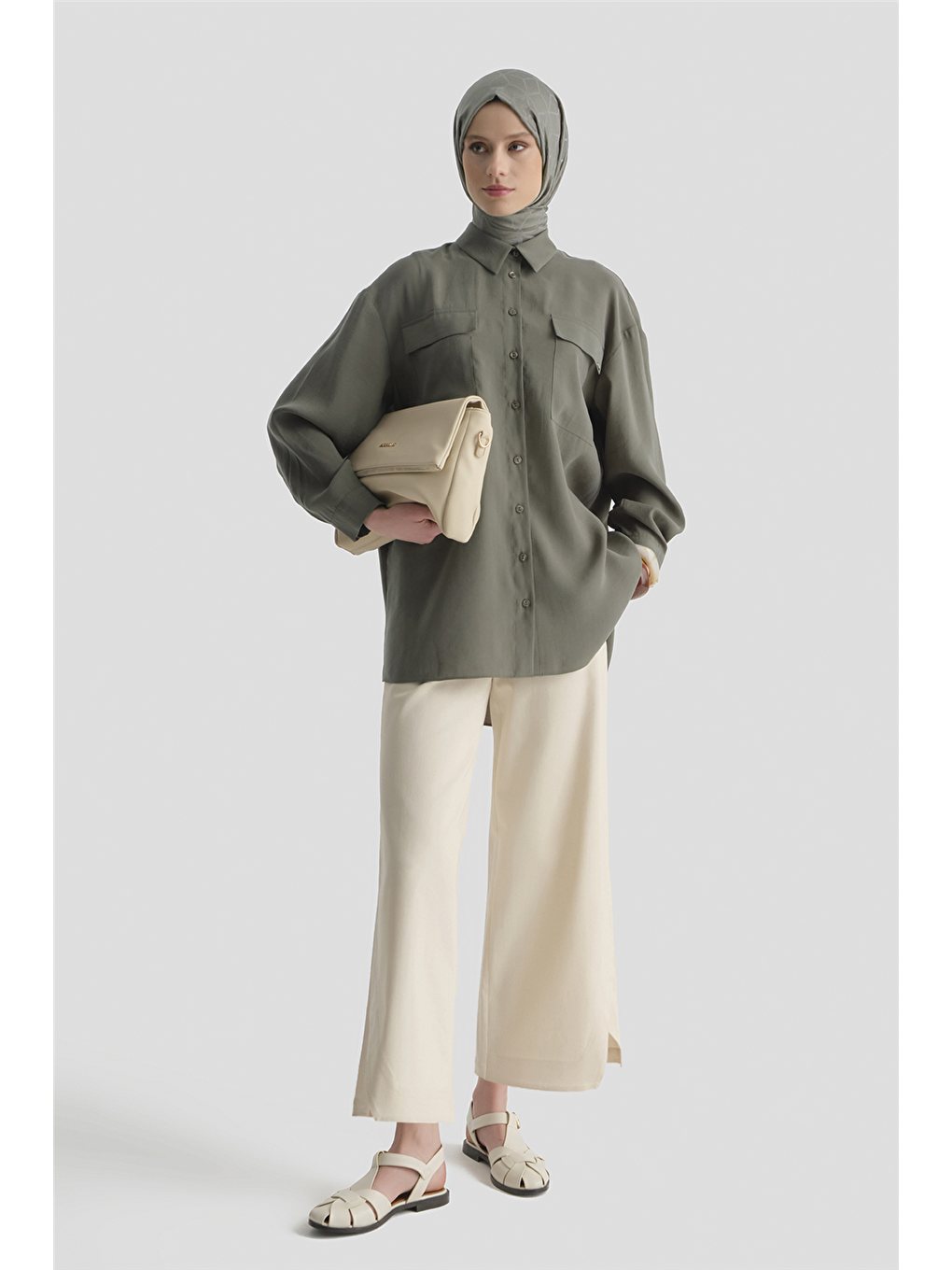 Cepli Modal Tunik Haki