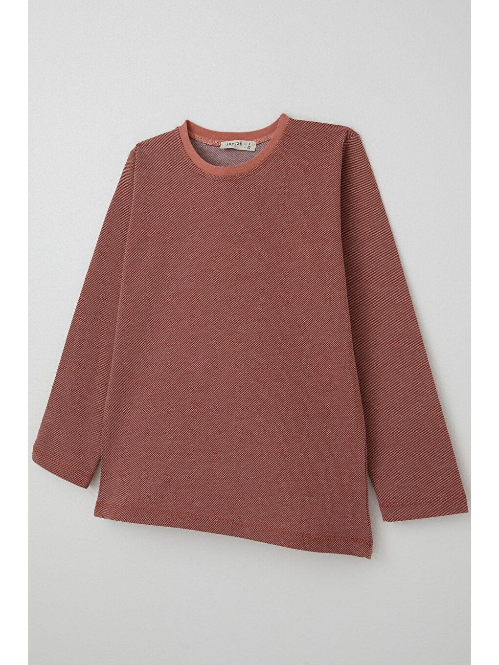 Kahverengi Erkek Çocuk Pijama Takımı Verev Çizgi Desenli Kiremit (4 Yaş)-5