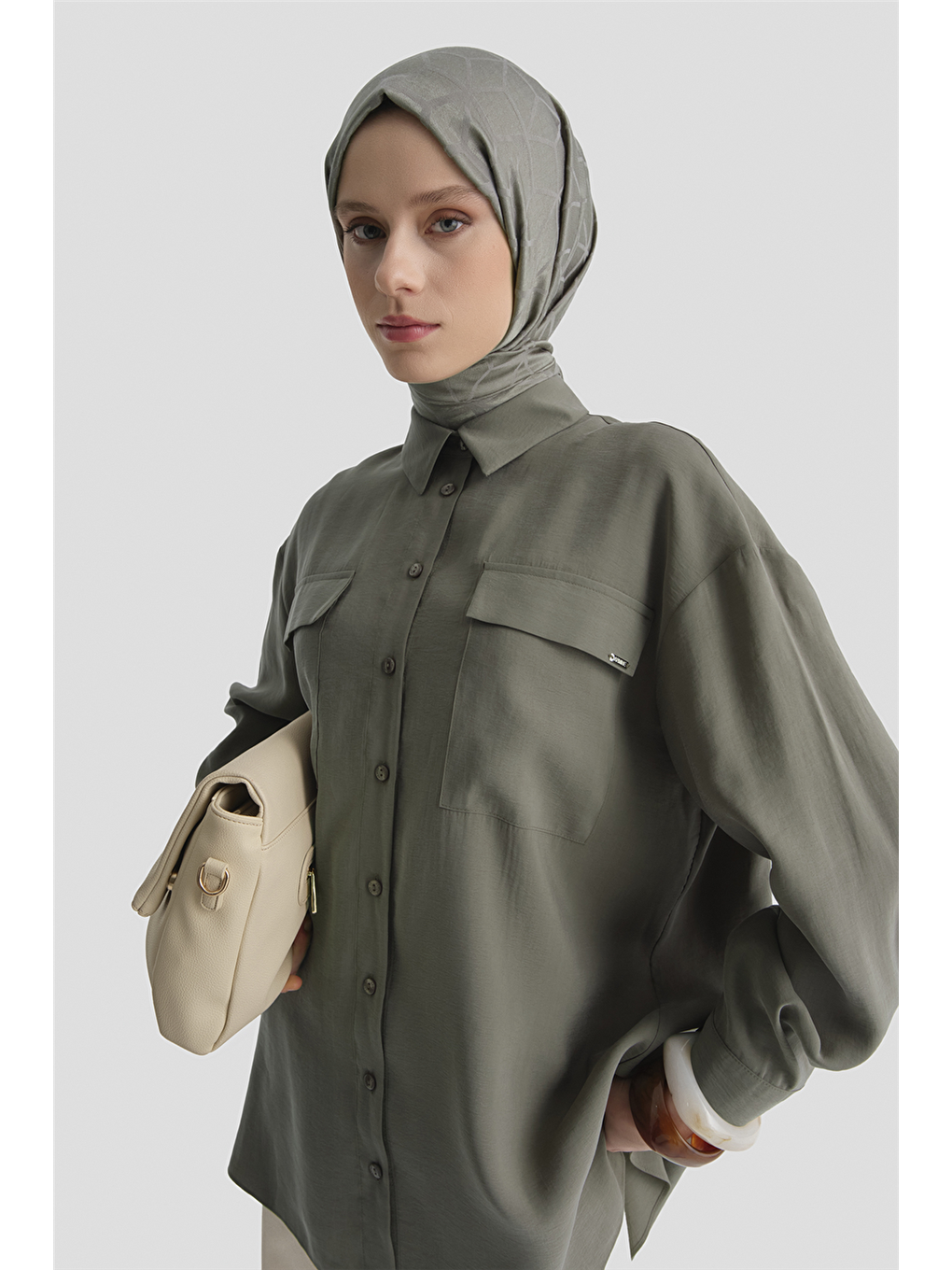 Cepli Modal Tunik Haki-3