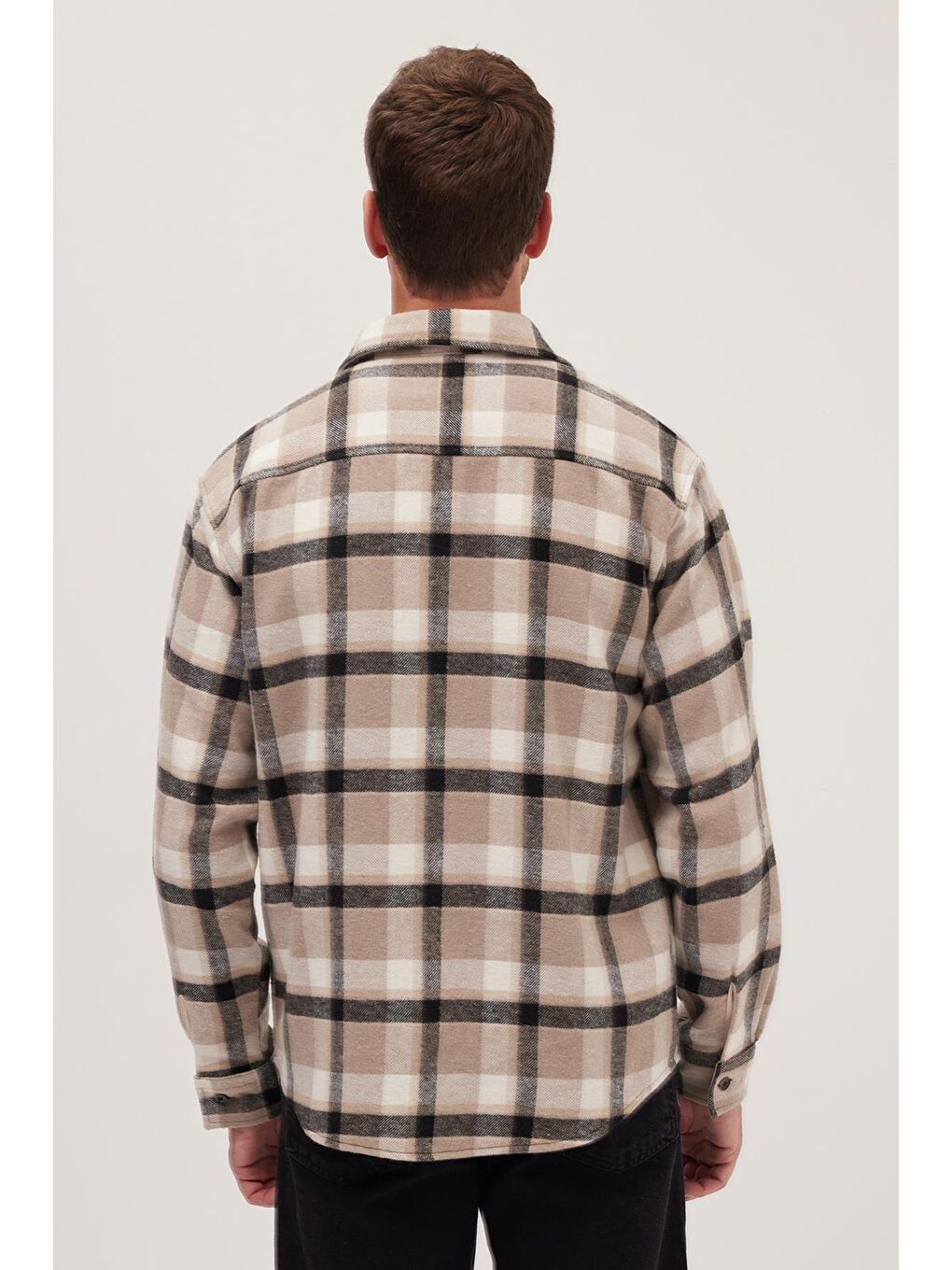 Karışık Relax Fit Rahat Kesim Çift Cep Kapaklı Kışlık Oduncu Kareli Erkek Gömlek-6