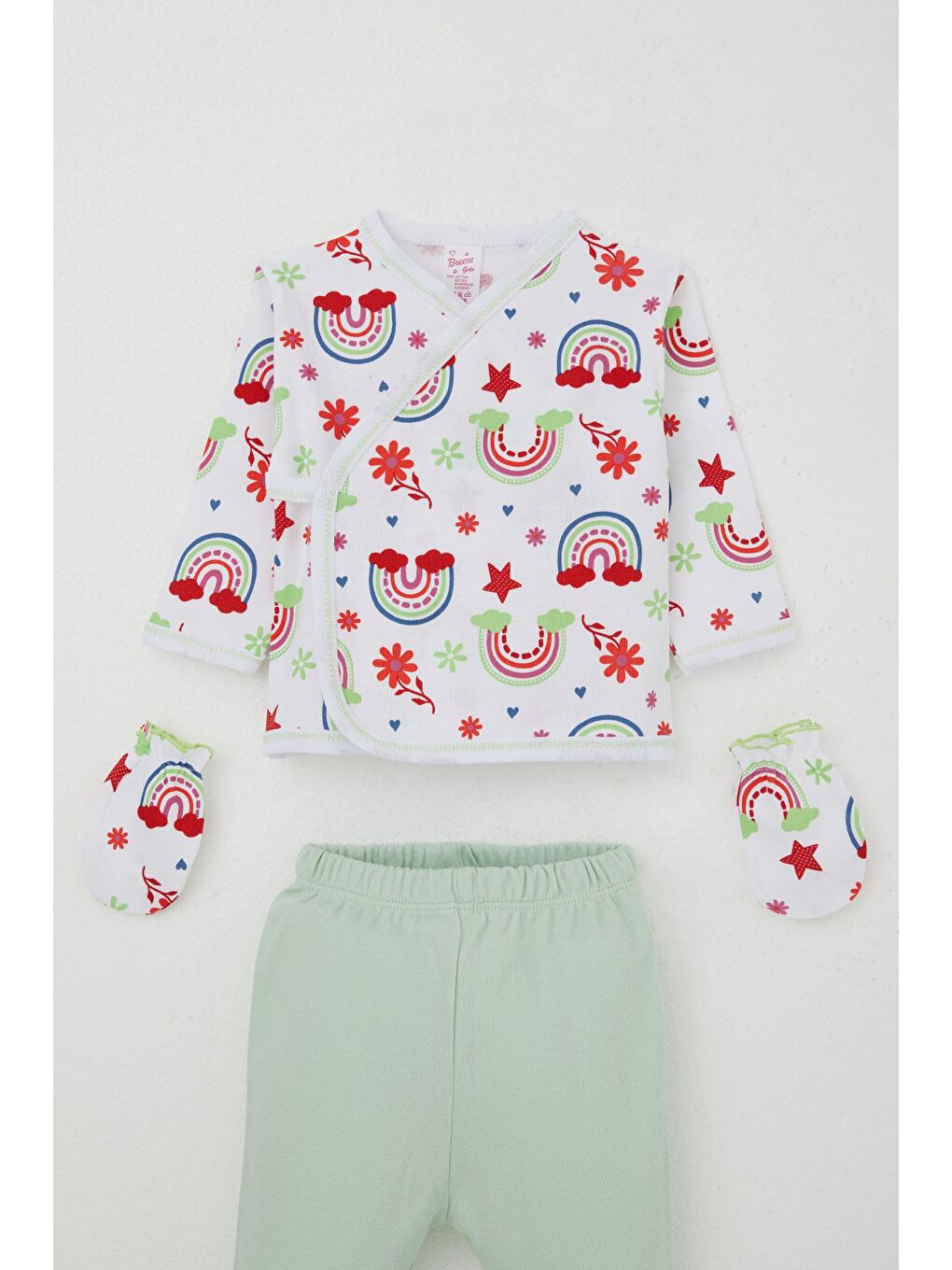 Kız Bebek Hastane Çıkışı 5 Li Masalı Çiçek Desenli Beyaz (0-3 Ay)-2