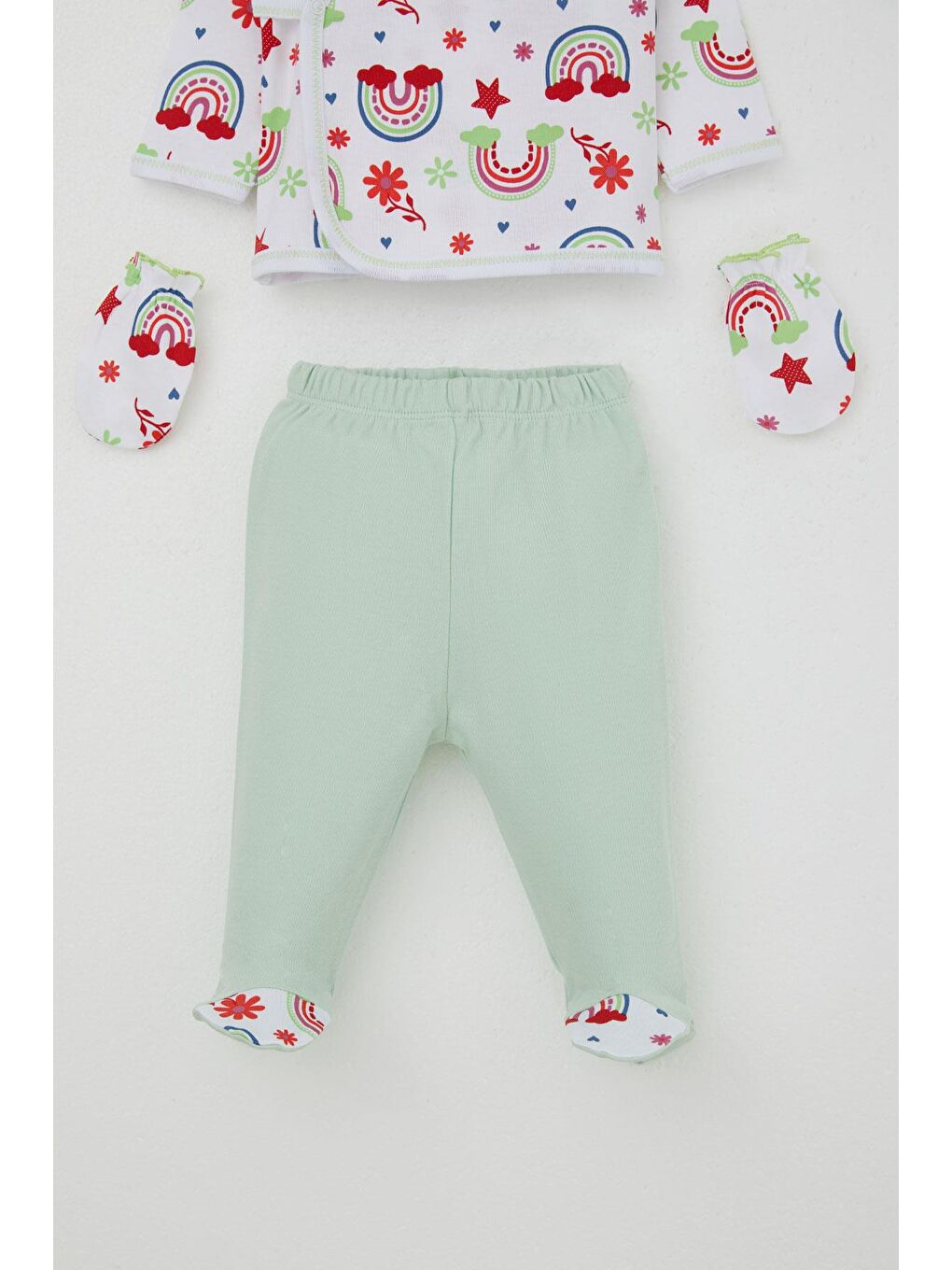 Kız Bebek Hastane Çıkışı 5 Li Masalı Çiçek Desenli Beyaz (0-3 Ay)-3