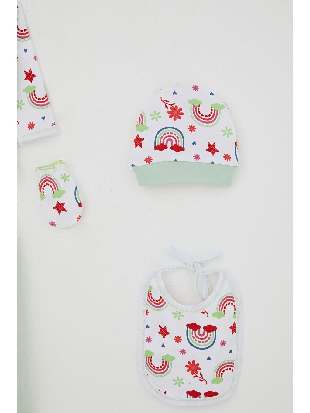 Kız Bebek Hastane Çıkışı 5 Li Masalı Çiçek Desenli Beyaz (0-3 Ay)-4