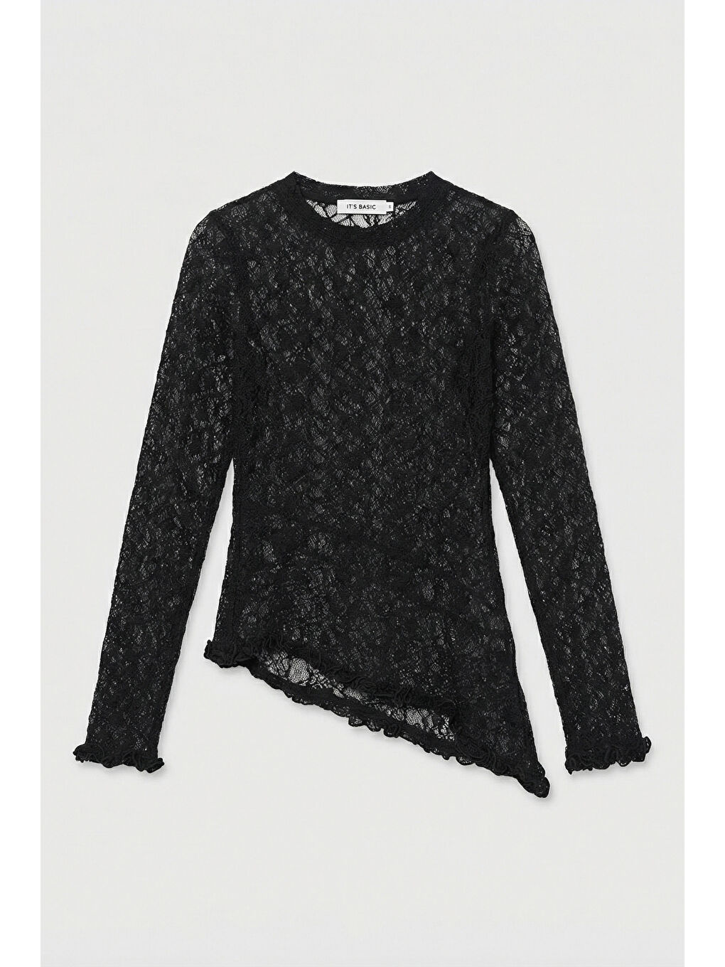 Kadın Siyah w5 Asimetrik Kesim Özel Örgü Dantel Tasarım Transparan Yazlık Triko-3