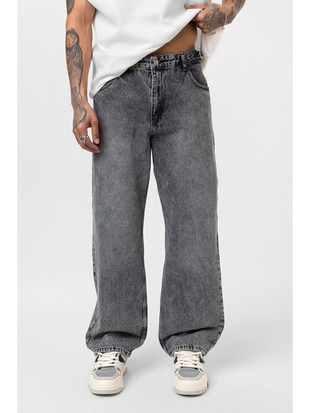 Relaxed Fit Jean Gri-2
