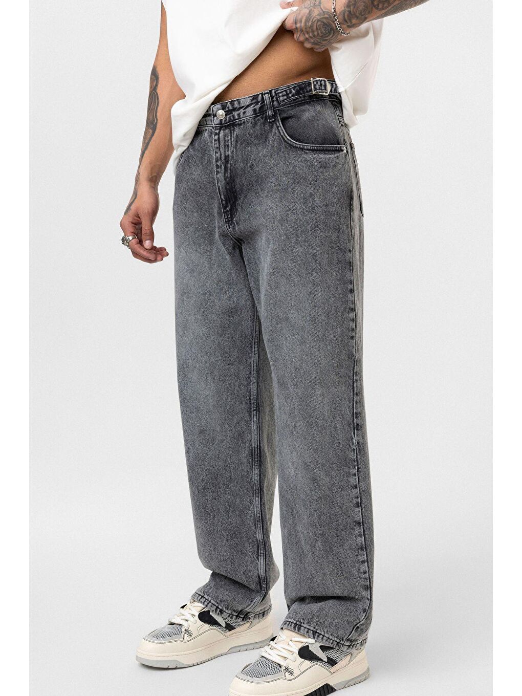 Relaxed Fit Jean Gri-3